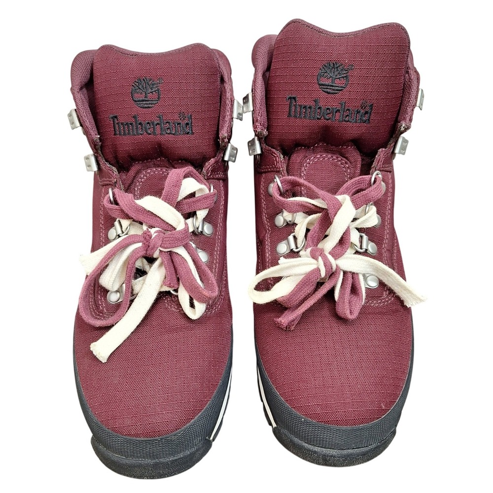 Timberland Euro Hiker Men's Burgundy Canvas Lace Up Hiking Boots A12IK Size 11